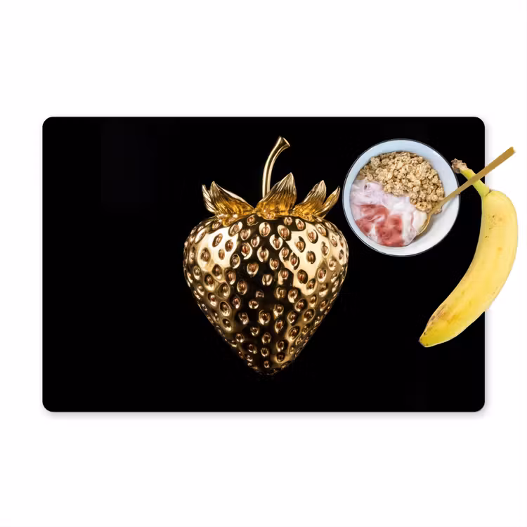 Placemat vinyl - Aardbei - Goud - Zwart - Chrome — 1