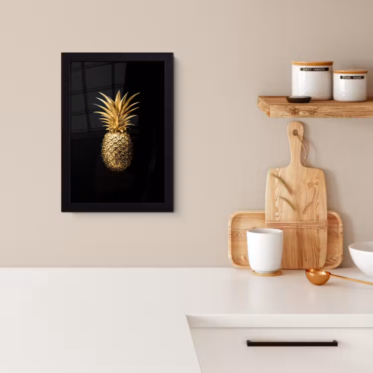 Poster met lijst - Ananas - Zwart - Goud - Luxe — 2