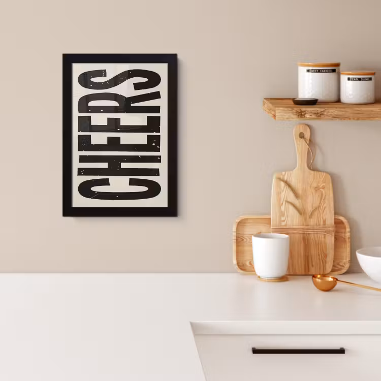 Poster met lijst - Cheers - Japandi - Zwart - Letters — 2