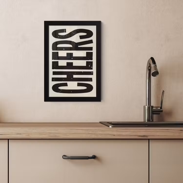 Poster met lijst - Cheers - Japandi - Zwart - Letters — 3