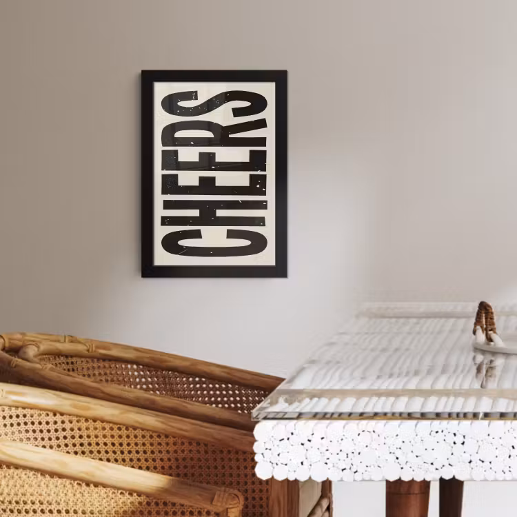 Poster met lijst - Cheers - Japandi - Zwart - Letters — 4