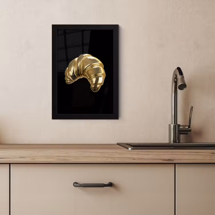 Poster met lijst - Croissant - Brood - Goud - Zwart — 4