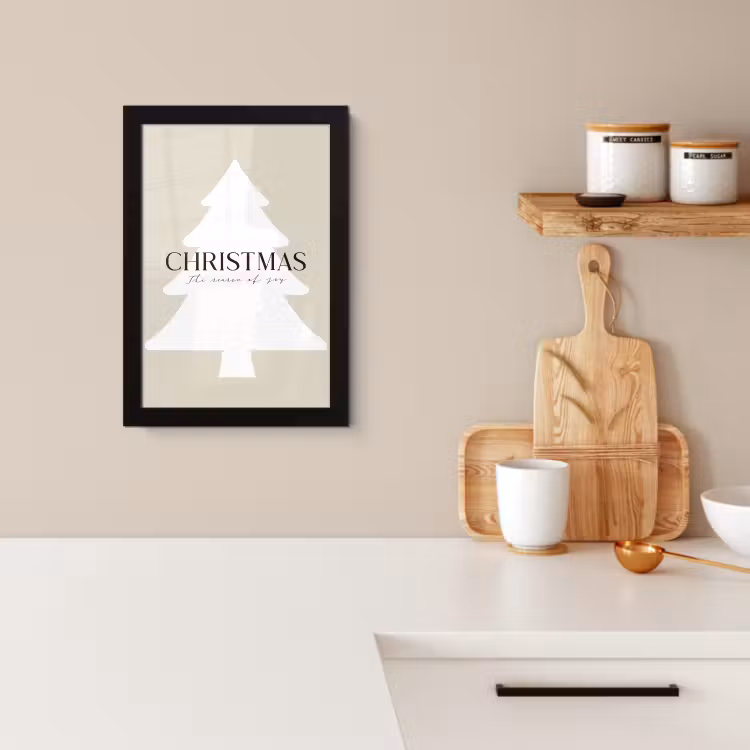 Poster met lijst - Kerstboom - Japandi - Christmas - Beige — 2