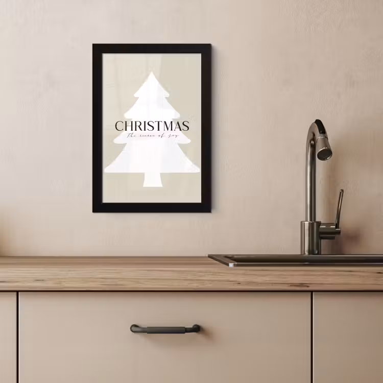 Poster met lijst - Kerstboom - Japandi - Christmas - Beige — 3