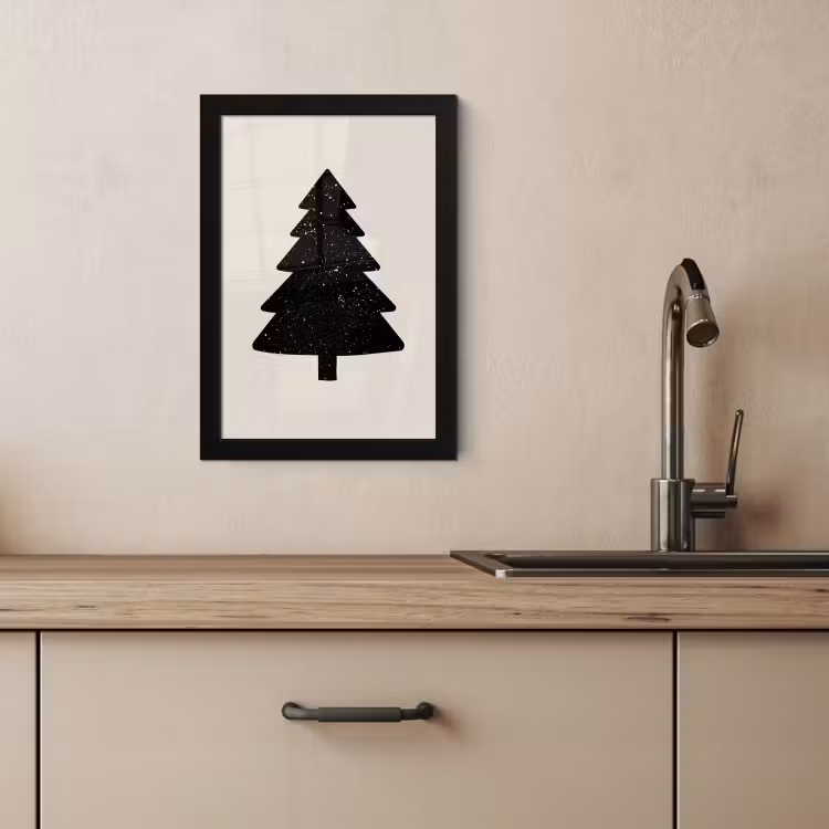 Poster met lijst - Kerstboom - Zwart - Feestdagen - Beige — 4