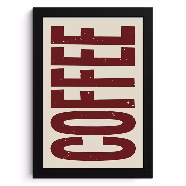 Poster met lijst - Koffie -Japandi - Rood - Vintage — 1