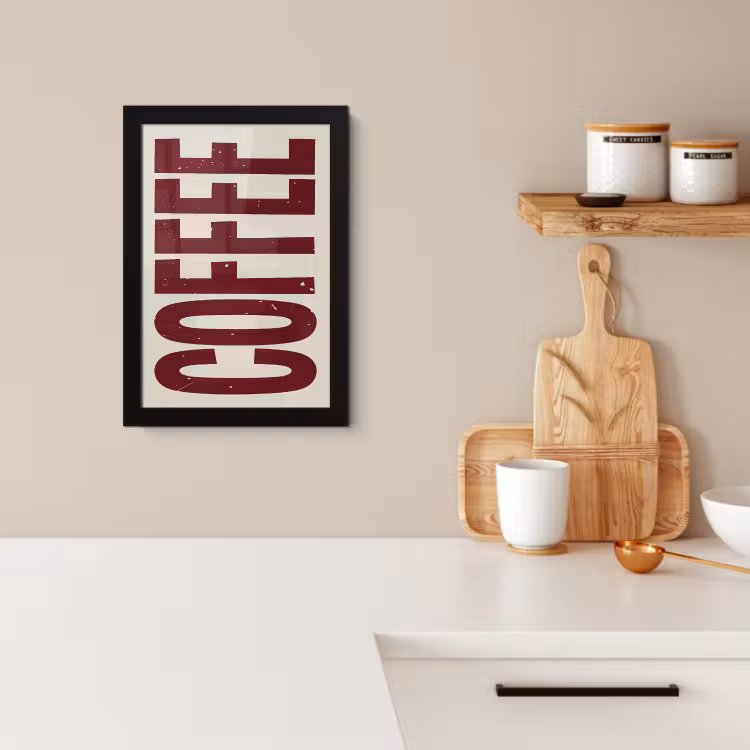 Poster met lijst - Koffie -Japandi - Rood - Vintage — 2