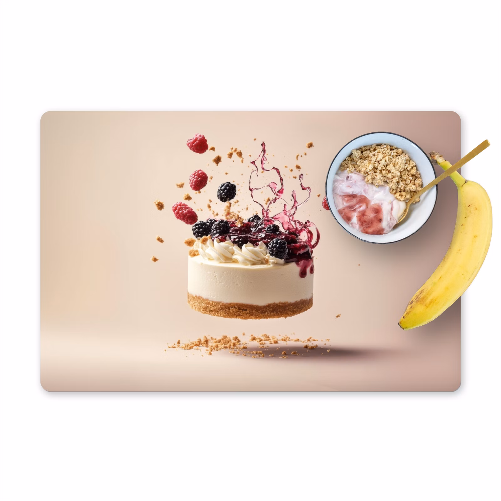Placemat vinyl - Cheesecake - Eten - Roze - Taart — 1