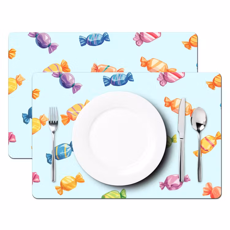 Placemat vinyl - Blauw - Patroon - Snoep — 2