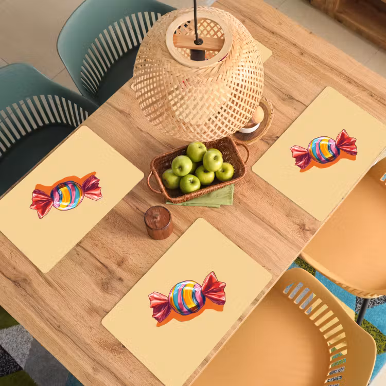 Placemat vinyl - Geel - Snoep - Kleur — 3