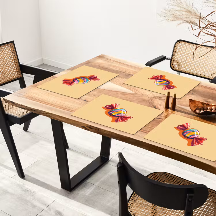 Placemat vinyl - Geel - Snoep - Kleur — 4