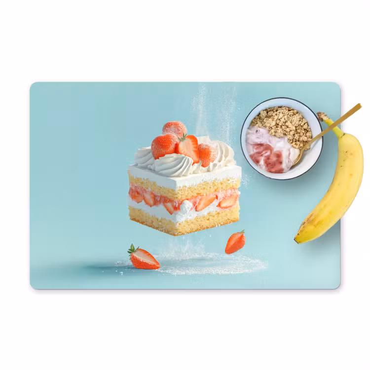 Placemat vinyl - Slagroom - Taart - Blauw - Eten — 1