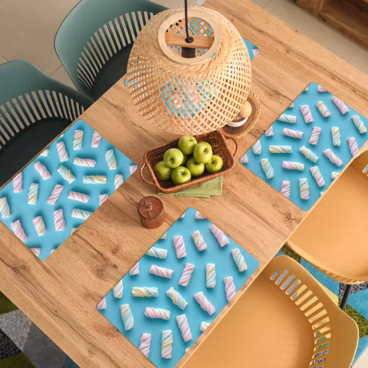 Placemat vinyl - Spekjes - Pastel - Snoep - Blauw — 3