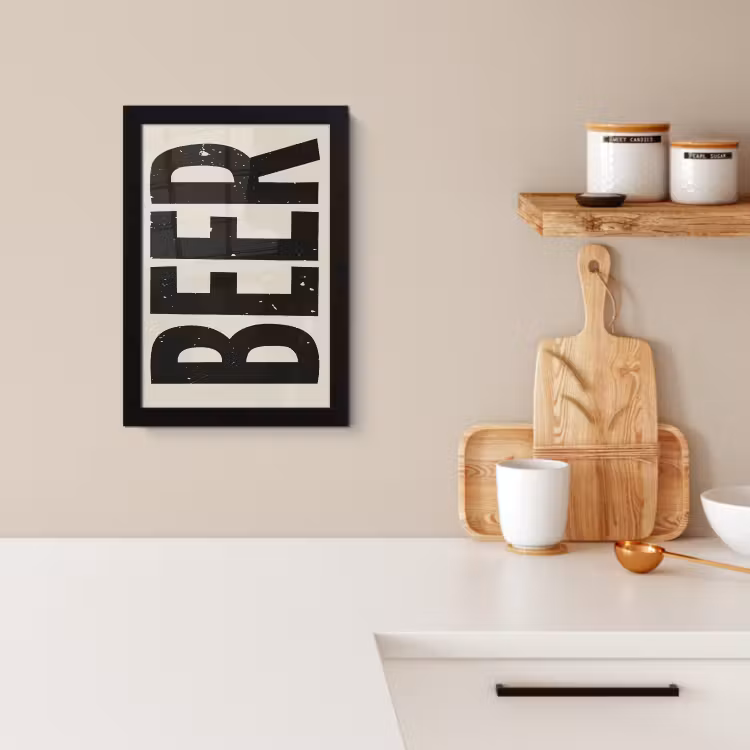 Poster met lijst - Beer - Vintage - Zwart - Beige — 3