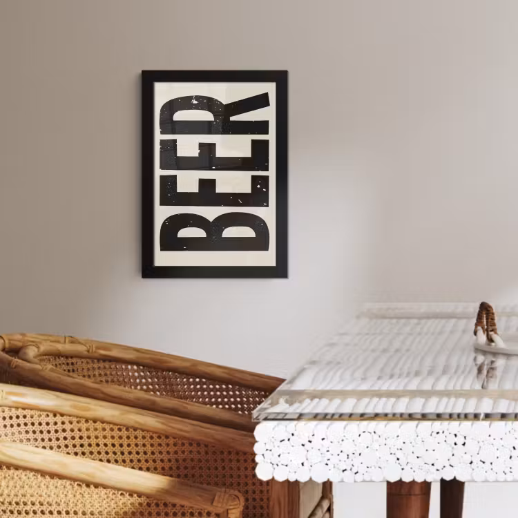 Poster met lijst - Beer - Vintage - Zwart - Beige — 4