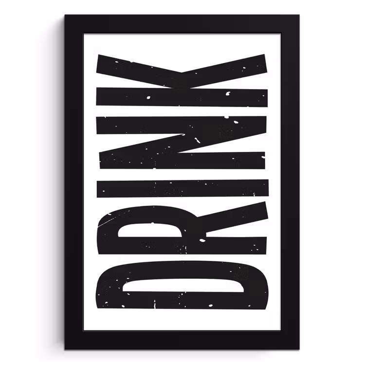 Poster met lijst - Drink - Zwart - Wit - Decoratie — 1