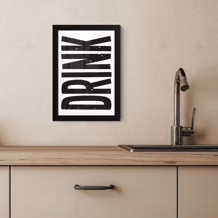 Poster met lijst - Drink - Zwart - Wit - Decoratie — 3