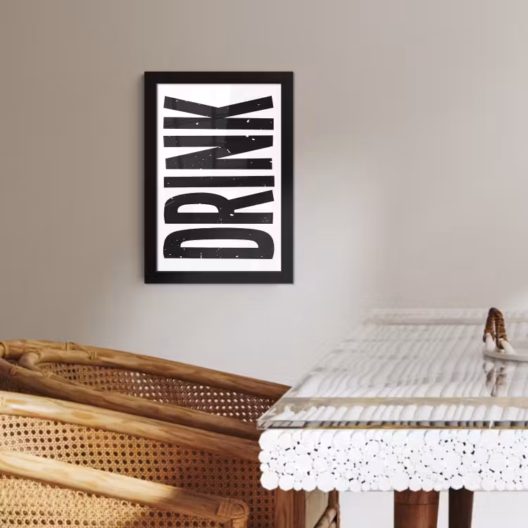 Poster met lijst - Drink - Zwart - Wit - Decoratie — 4
