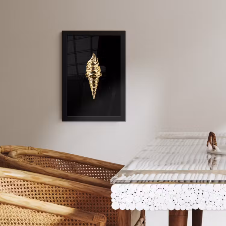 Poster met lijst - Ijs - Goud - Zwart - Eten — 2
