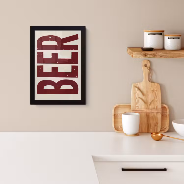 Poster met lijst - Japandi - Beer - Red - Retro — 2