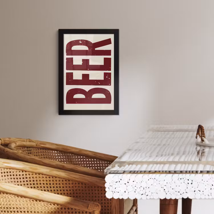 Poster met lijst - Japandi - Beer - Red - Retro — 3