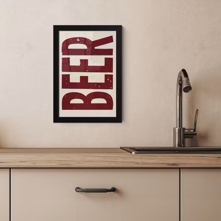 Poster met lijst - Japandi - Beer - Red - Retro — 4