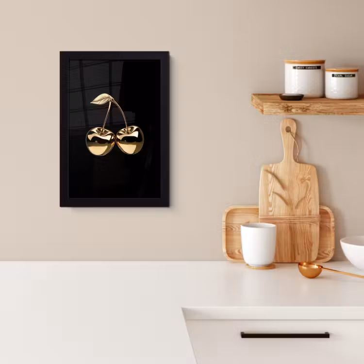 Poster met lijst - Kersen - Zwart - Goud - Chrome — 2