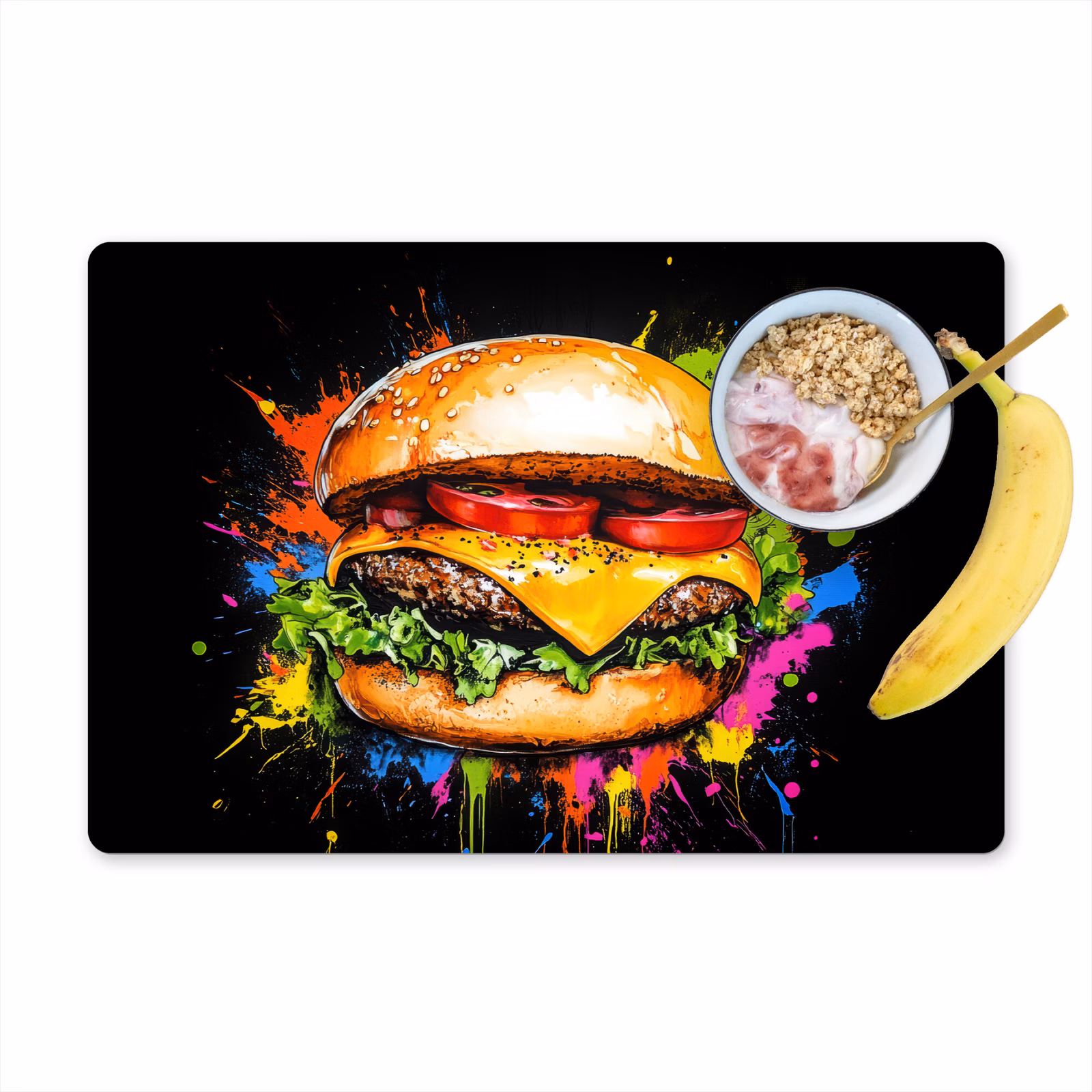 Placemat vinyl - Hamburger - Graffiti - Verf - Kleurrijk - Eten - Abstract — 1