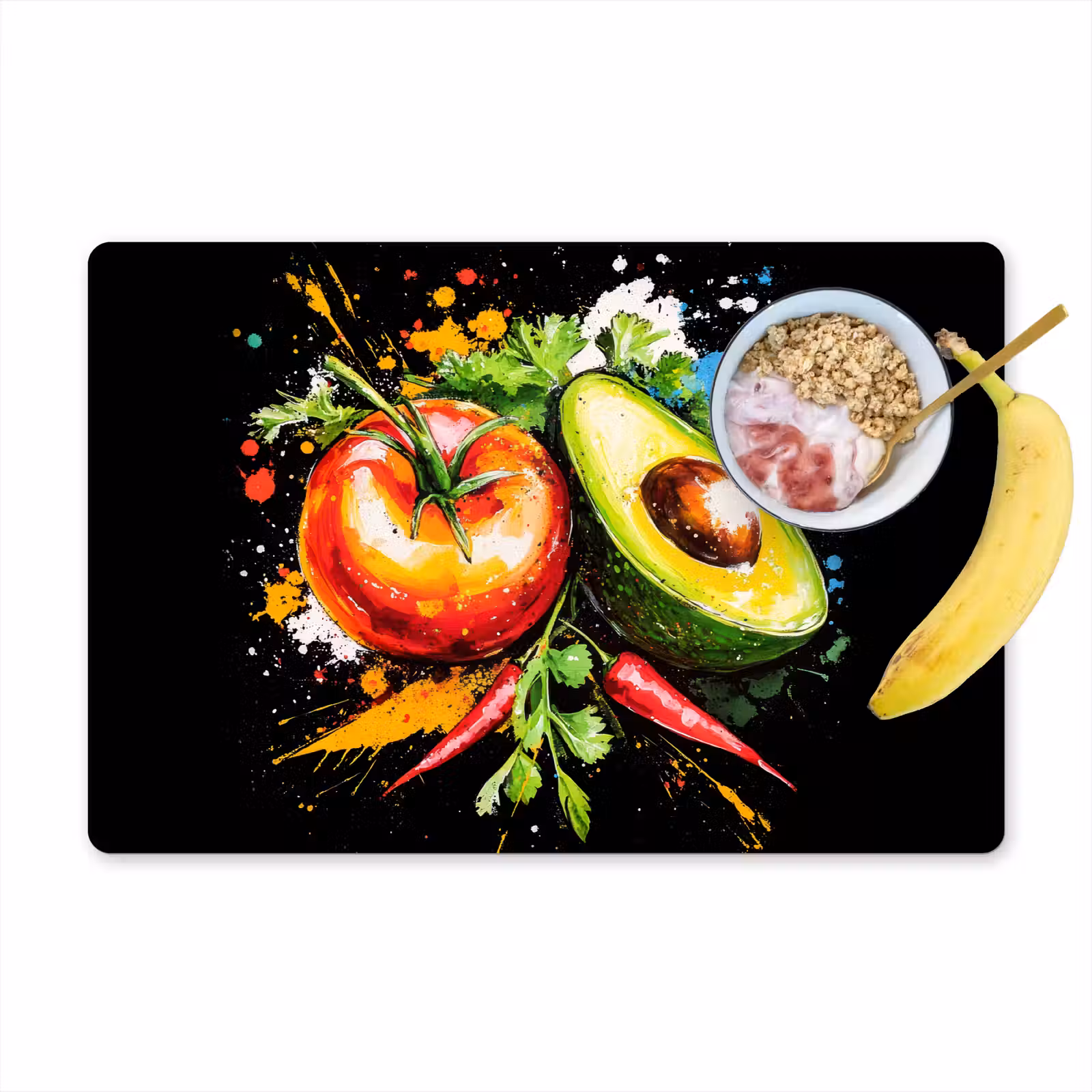 Placemat vinyl - Tomaat - Avocado - Peper - Graffiti - Verf - Modern — 1