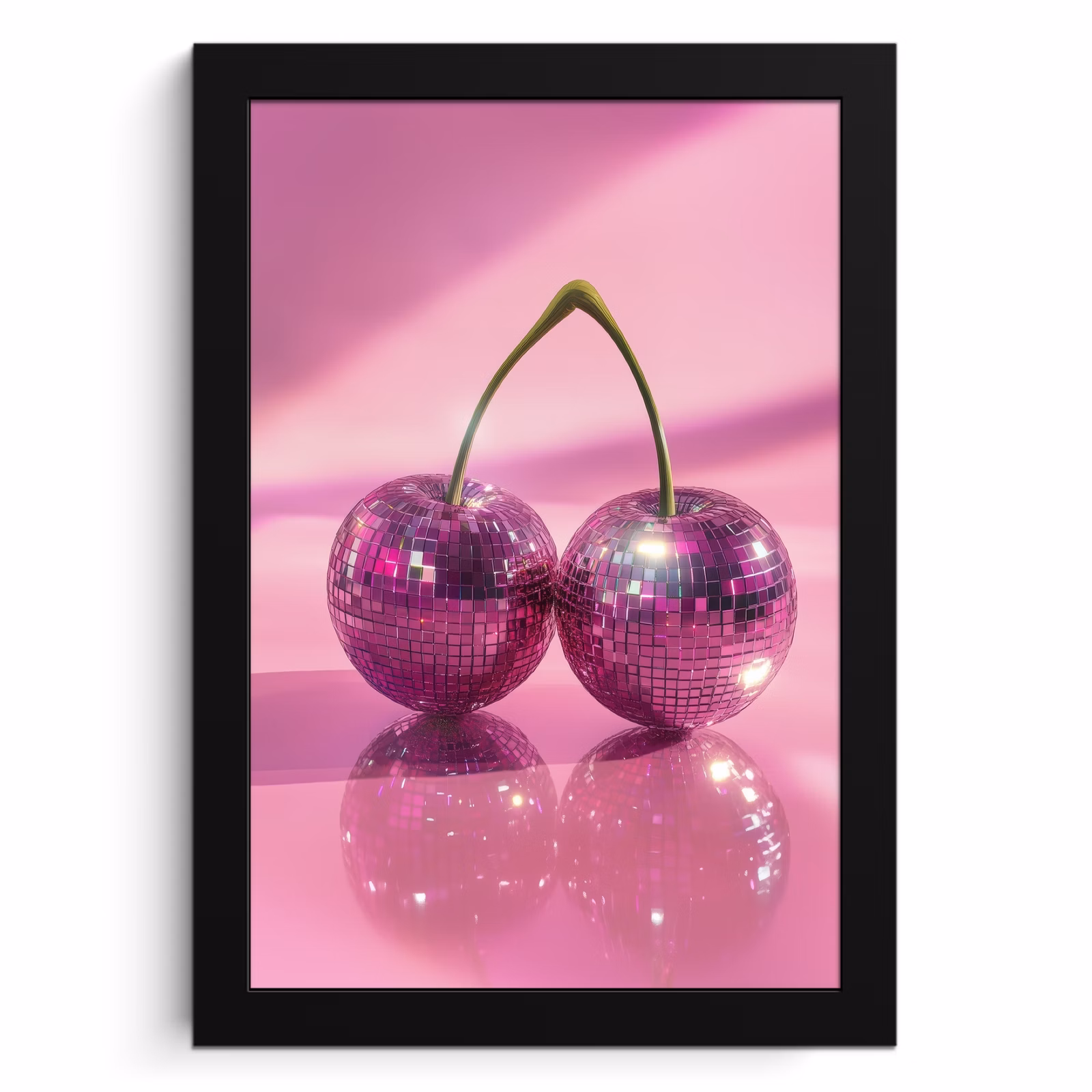 Poster met lijst - Glitter - Discobol - Roze - Kersen — 1