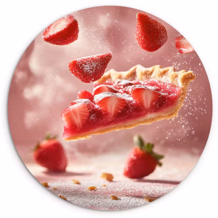Muurcirkel - Aardbei - Taart- Eten - Roze — 1