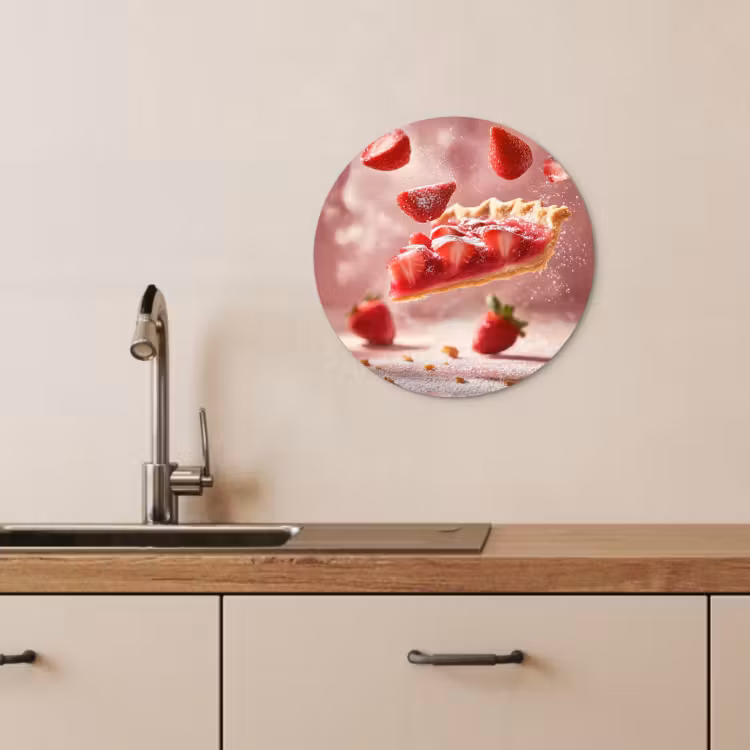 Muurcirkel - Aardbei - Taart- Eten - Roze — 3
