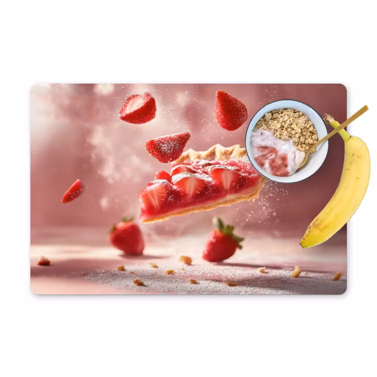 Placemat vinyl - Aardbei - Taart- Eten - Roze — 1