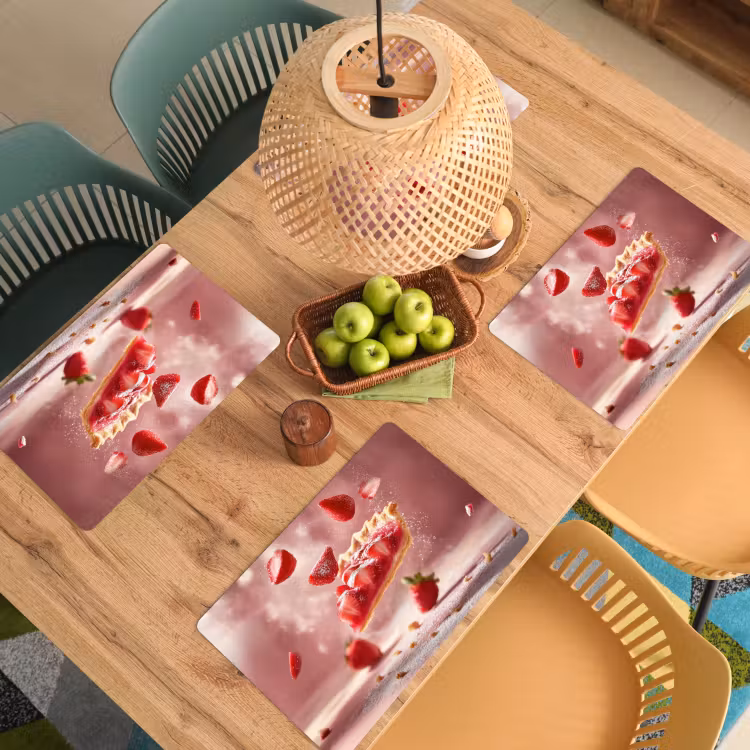 Placemat vinyl - Aardbei - Taart- Eten - Roze — 3