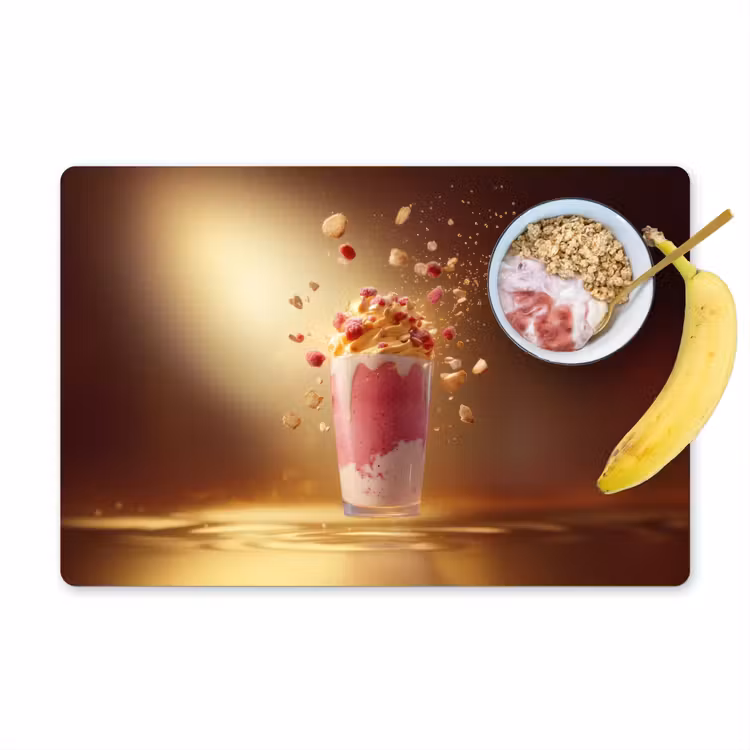 Placemat vinyl - Framboos - Smoothie - Drinken - Roze — 1