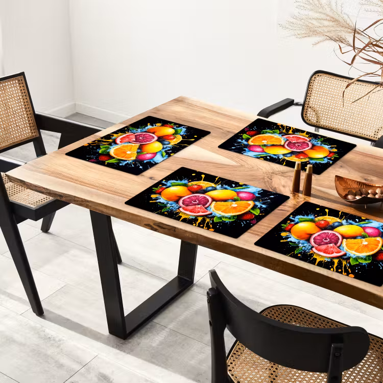 Placemat vinyl - Fruit - Graffiti - Kleurrijk - Sinaasappel - Aardbei - Abstract — 4