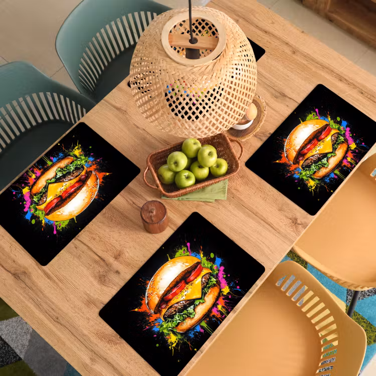 Placemat vinyl - Hamburger - Graffiti - Verf - Kleurrijk - Eten - Abstract — 3