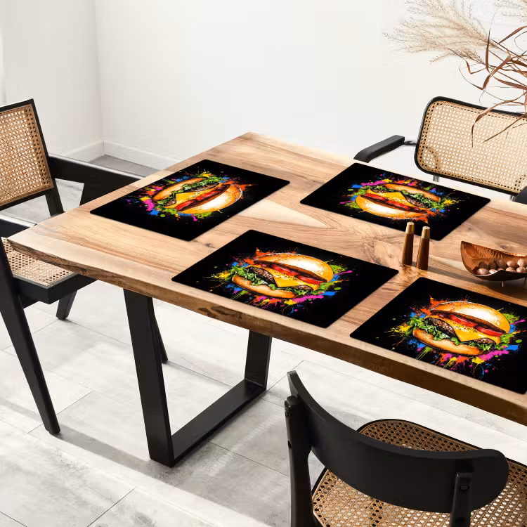 Placemat vinyl - Hamburger - Graffiti - Verf - Kleurrijk - Eten - Abstract — 4