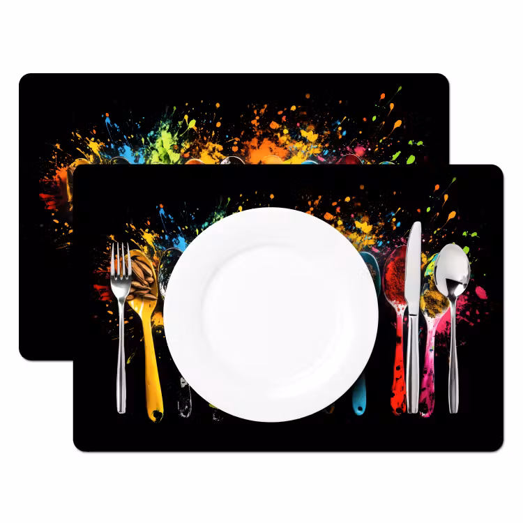 Placemat vinyl - Lepels - Kruiden - Modern - Graffiti - Verf - Kleurrijk — 2