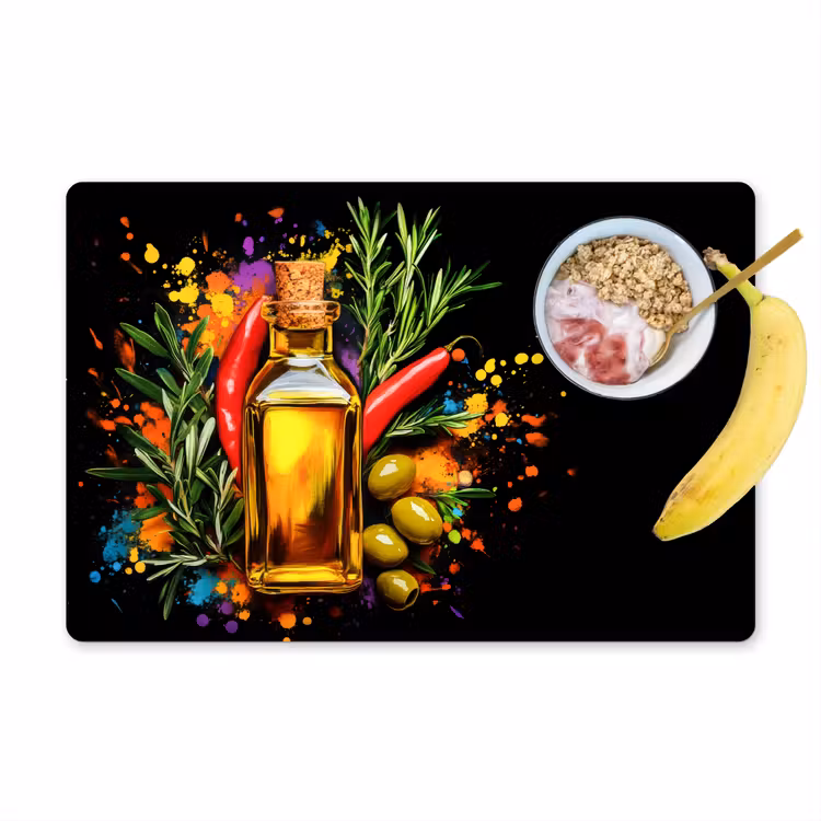 Placemat vinyl - Olijfolie - Graffiti - Peper - Olijven - Modern — 1