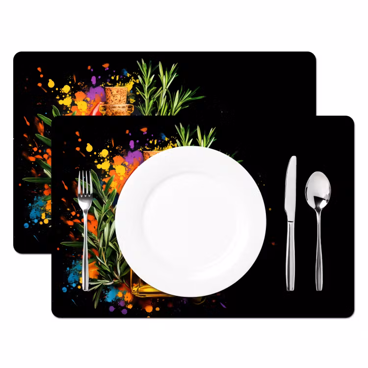 Placemat vinyl - Olijfolie - Graffiti - Peper - Olijven - Modern — 2