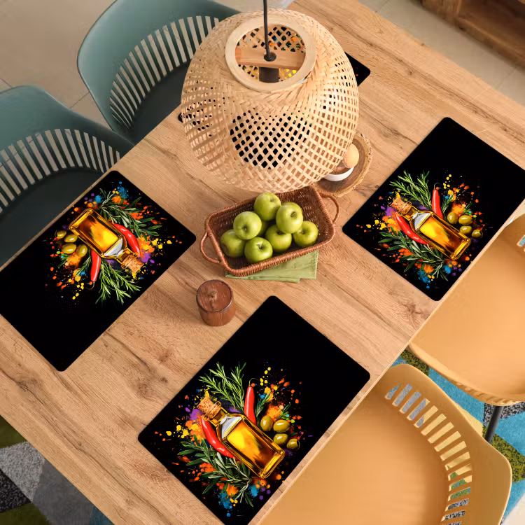 Placemat vinyl - Olijfolie - Graffiti - Peper - Olijven - Modern — 3