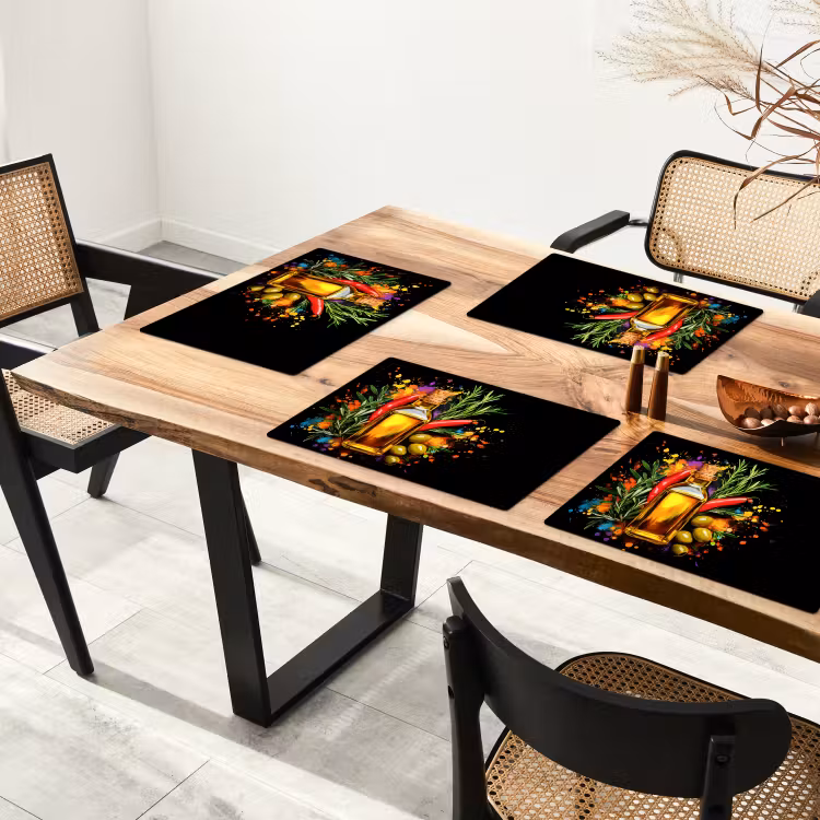 Placemat vinyl - Olijfolie - Graffiti - Peper - Olijven - Modern — 4