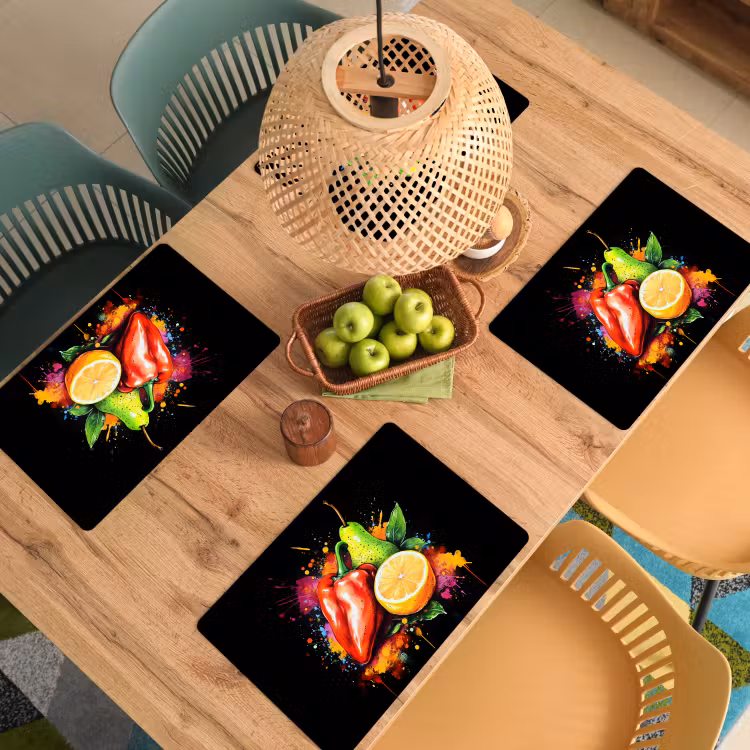 Placemat vinyl - Paprika - Peer - Citroen - Graffiti - Verf - Abstract — 3