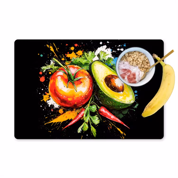 Placemat vinyl - Tomaat - Avocado - Peper - Graffiti - Verf - Modern — 1