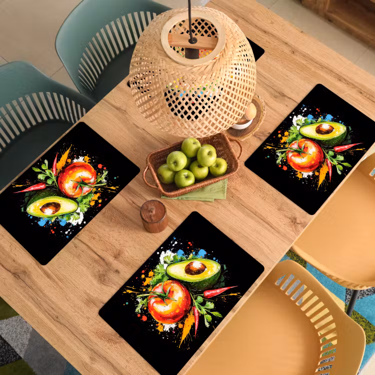 Placemat vinyl - Tomaat - Avocado - Peper - Graffiti - Verf - Modern — 3