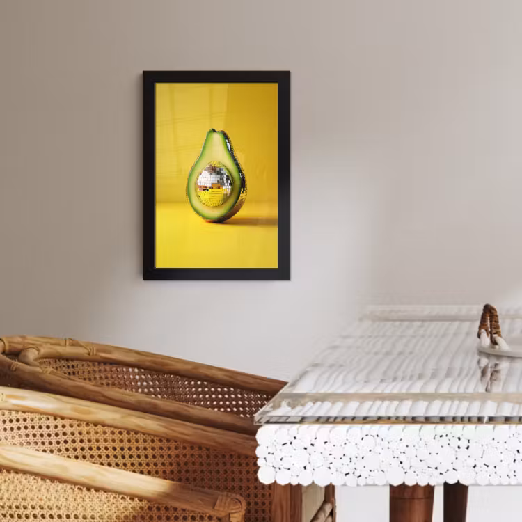 Poster met lijst - Avocado - Discobal - Geel - Glitter — 3