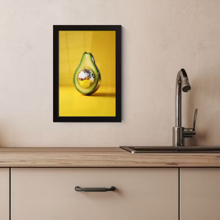 Poster met lijst - Avocado - Discobal - Geel - Glitter — 4