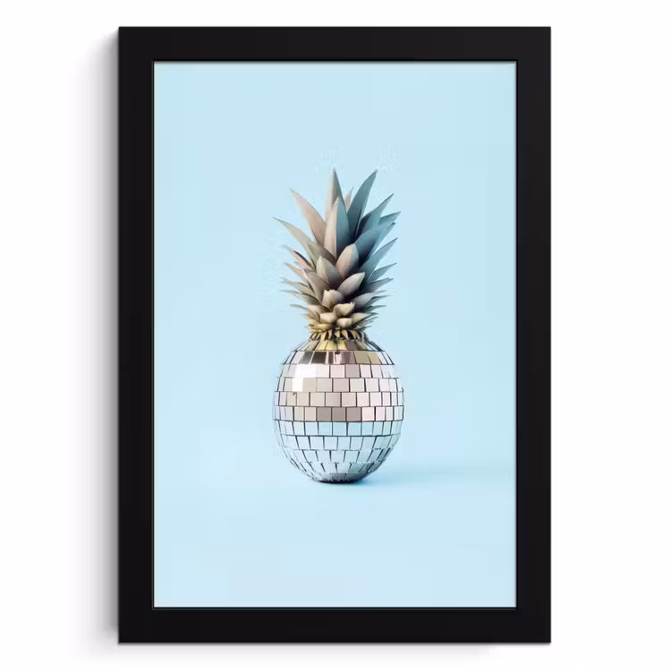 Poster met lijst - Blauw - Ananas - Disco - Discobal — 1