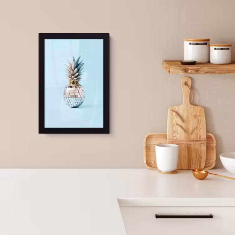 Poster met lijst - Blauw - Ananas - Disco - Discobal — 2